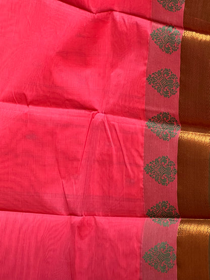 Rani pink Chettinad cotton saree