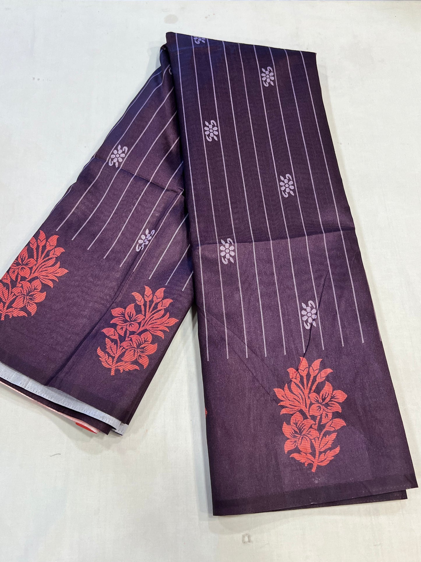 Purple & orange semi soft silk saree