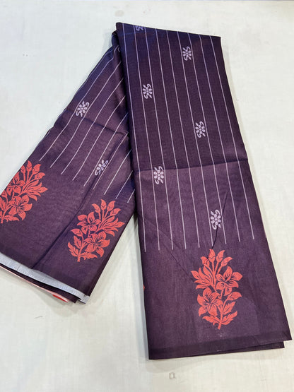 Purple & orange semi soft silk saree