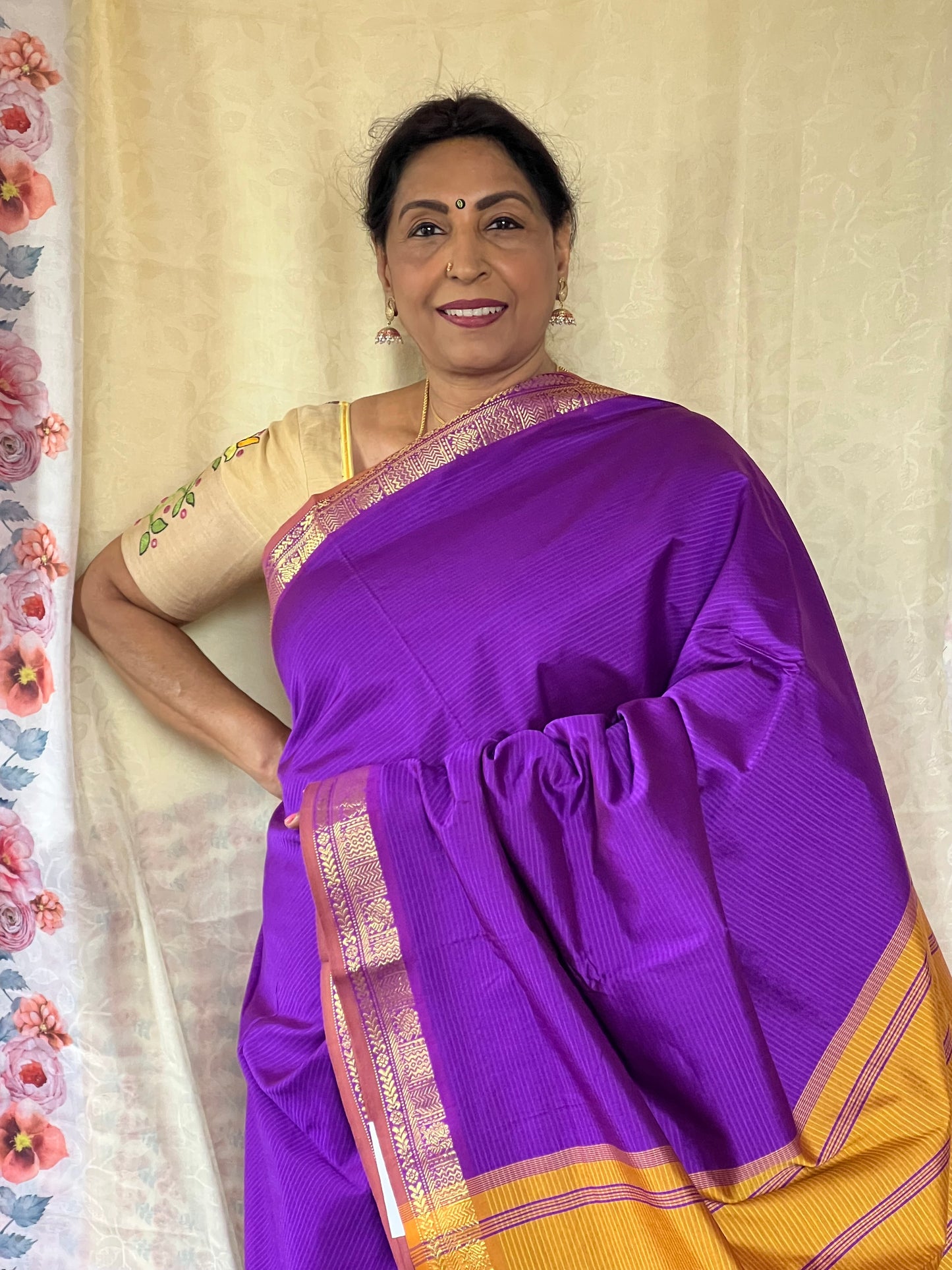 Rich violet semi silk cotton