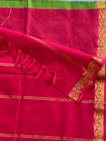 Parrot Rani Radiance semi silk cotton saree