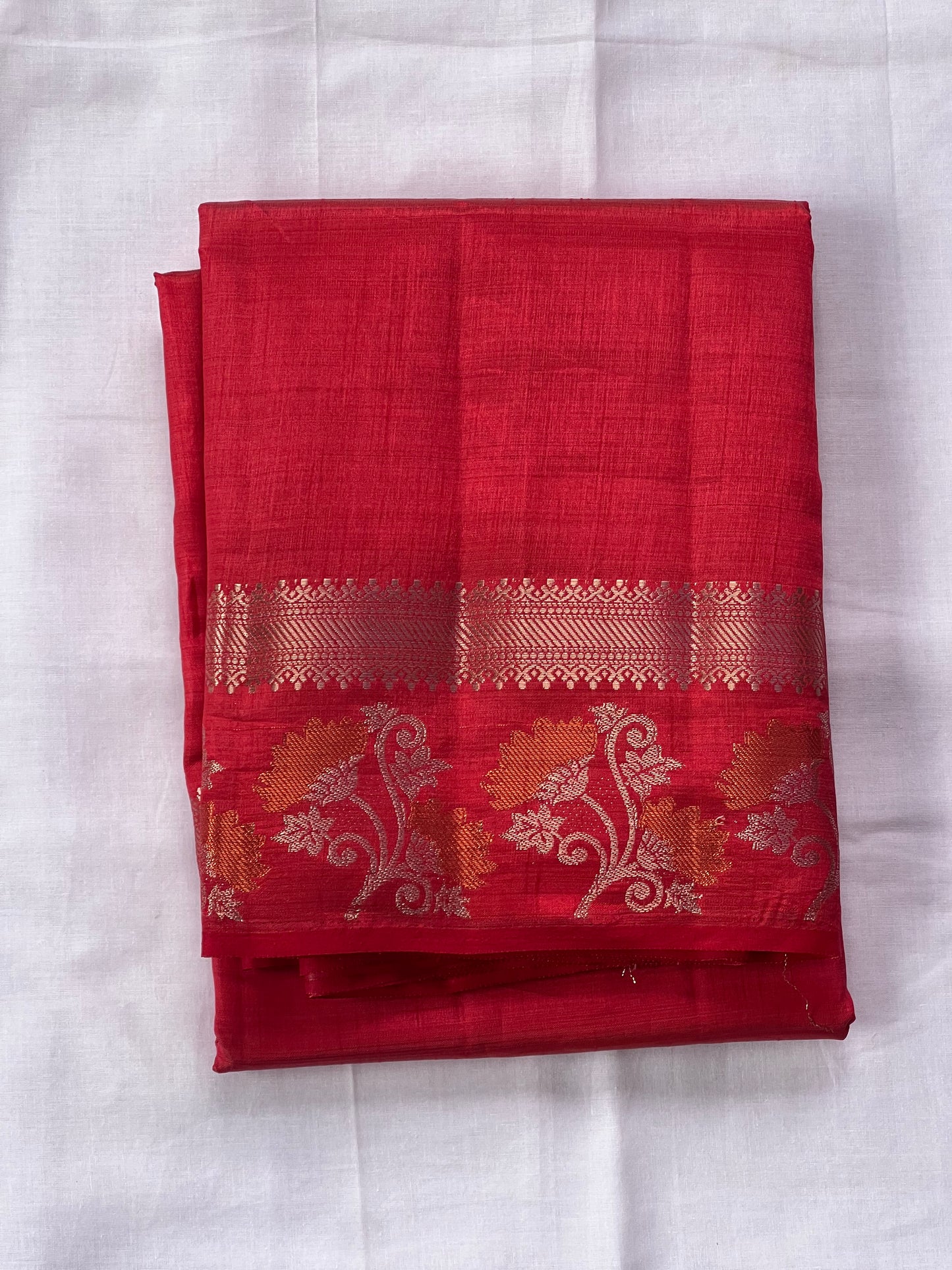Red semi silk cotton saree