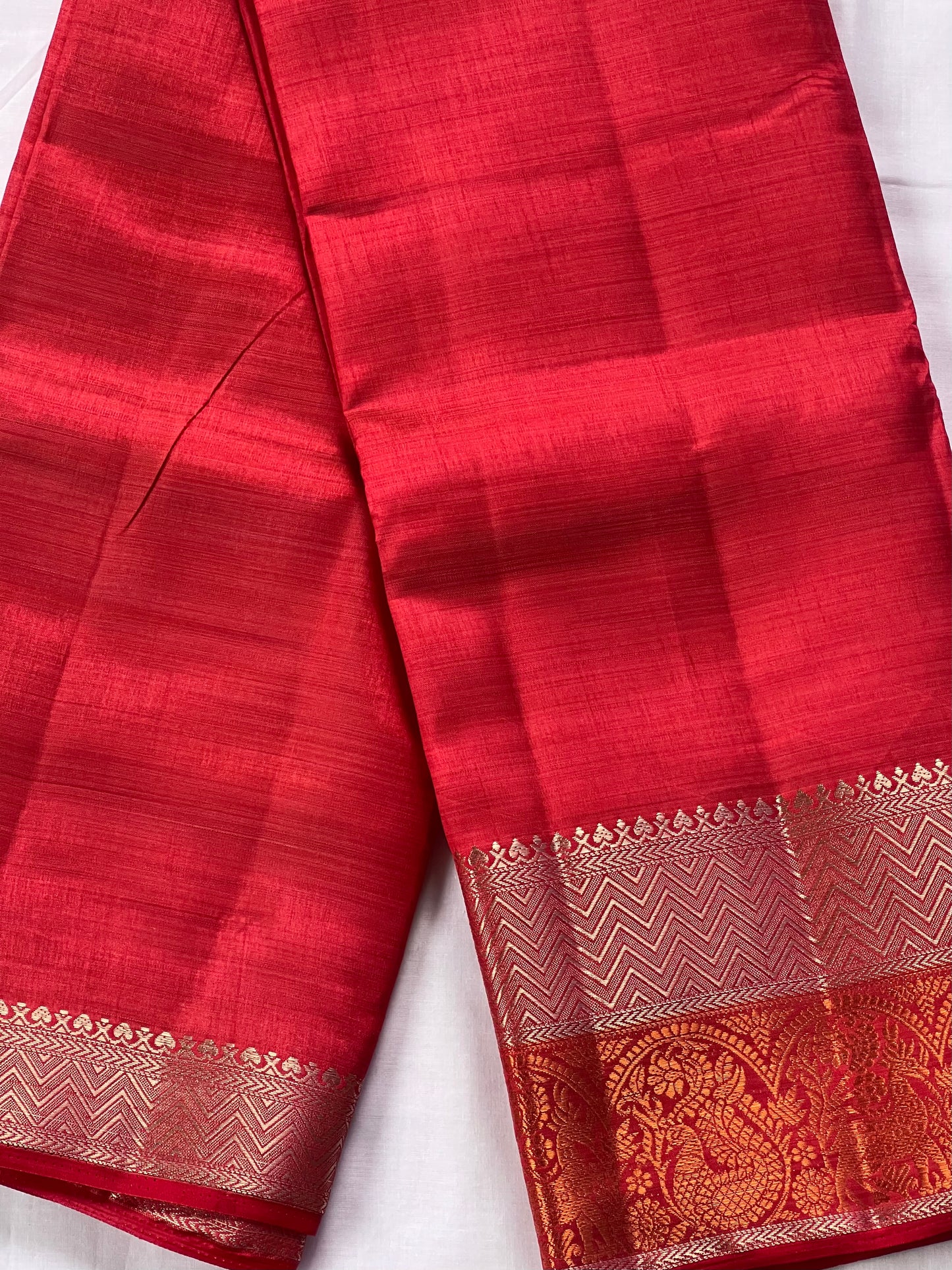 Red semi silk cotton saree