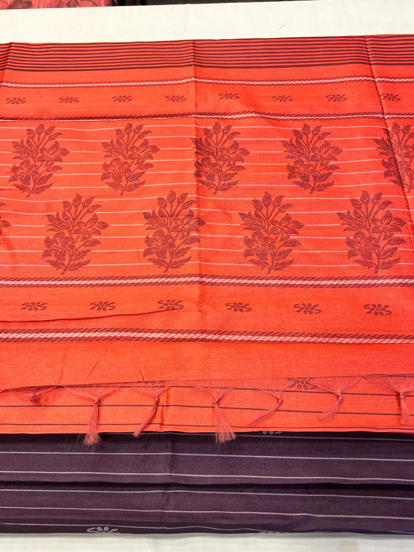 Purple & orange semi soft silk saree