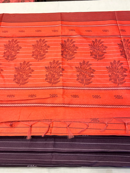 Purple & orange semi soft silk saree