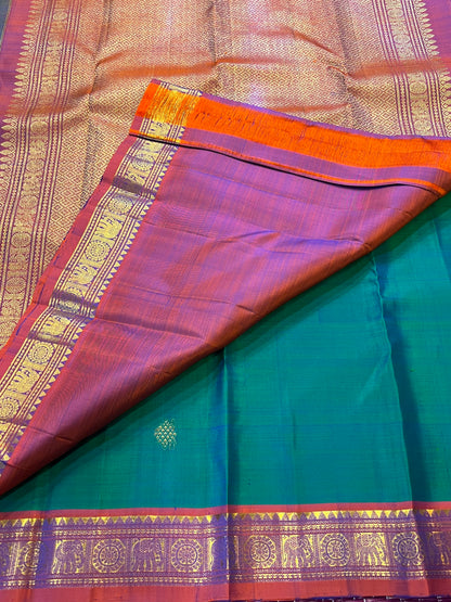 Emerald Kolam Heritage Kanchivaram saree