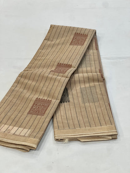 Beige South cotton saree