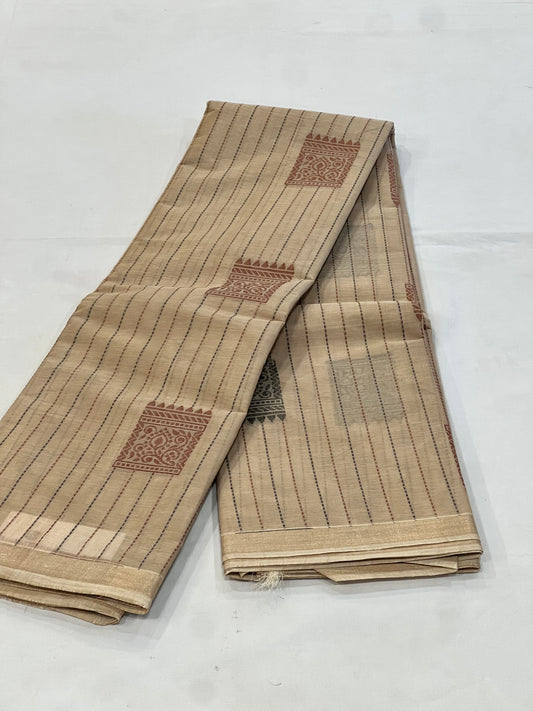 Beige South cotton saree