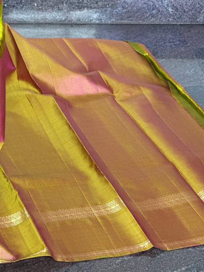 Pink Silk Saree With Beige Border