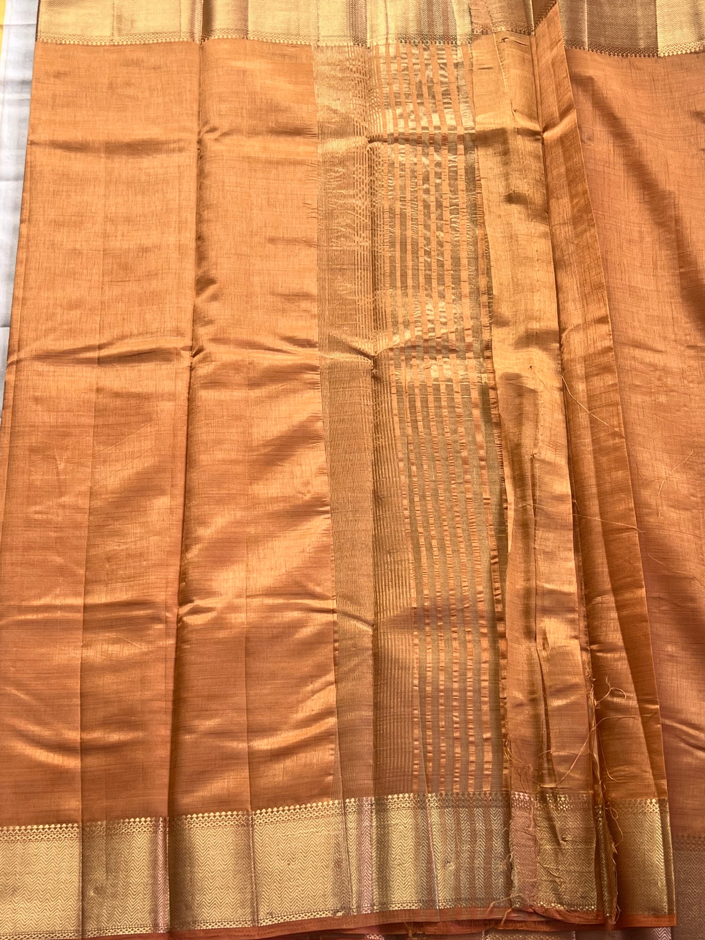 Plain Sandal orange semi silk cotton saree