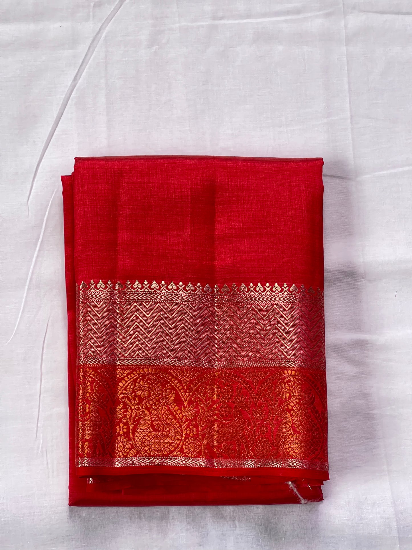 Red semi silk cotton saree