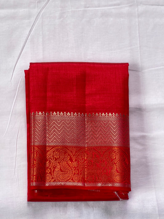 Red semi silk cotton saree