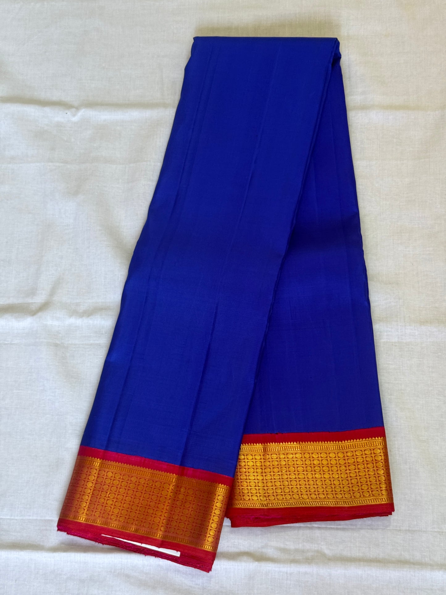 Royal blue & red Kanchivaram silk saree