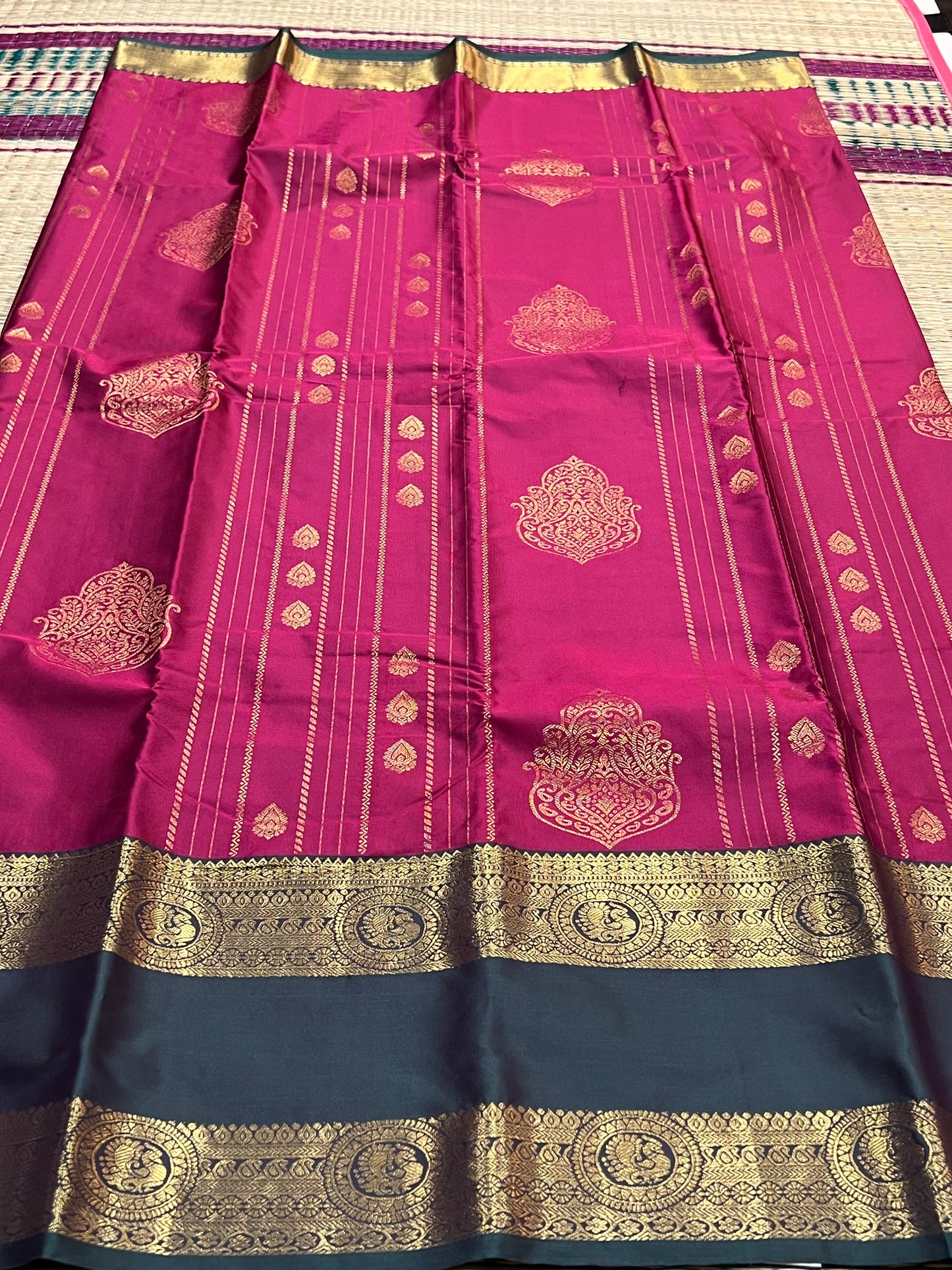 Magenta semi silk saree