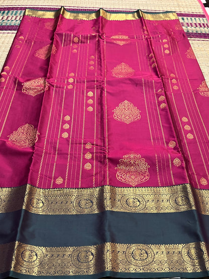 Magenta semi silk saree