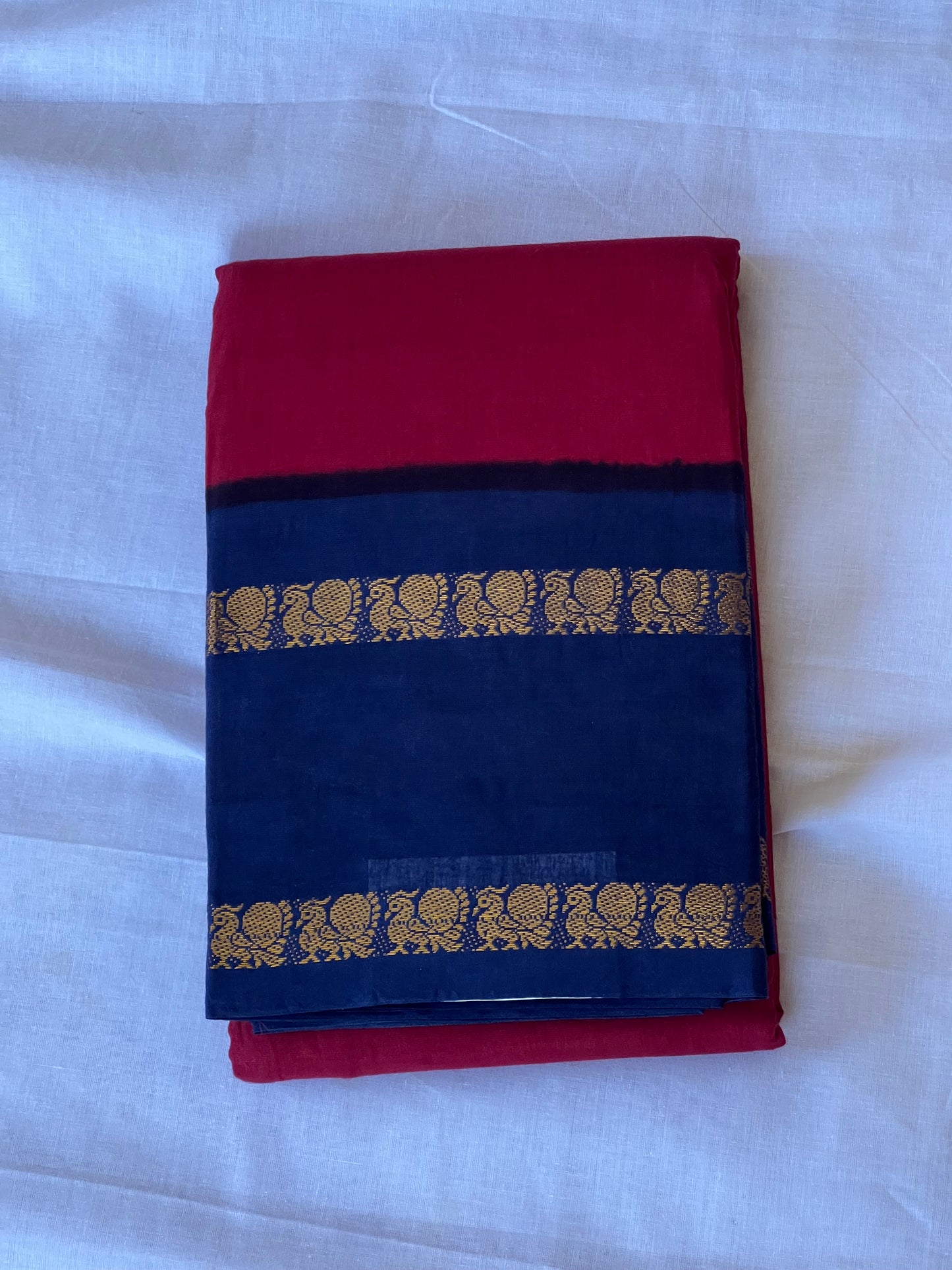 Navya crimson Sungudi cotton saree