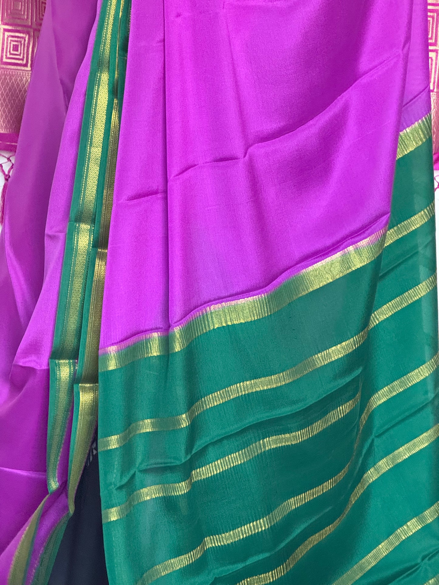 Bright pink mysore silk saree