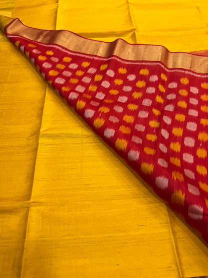 Mango yellow raw silk saree