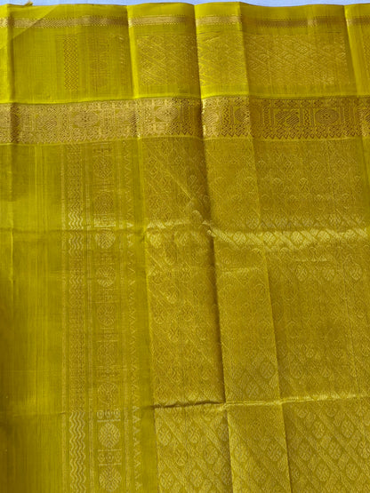 Beige Lime Glow Silk Cotton Saree