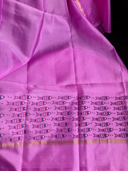 Soft Silk saree - Fish Block Print