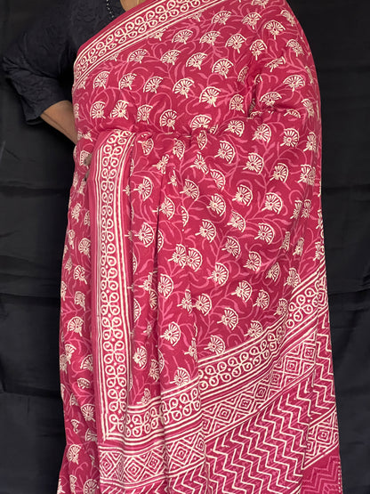 Pink Jaipur cotton Saree