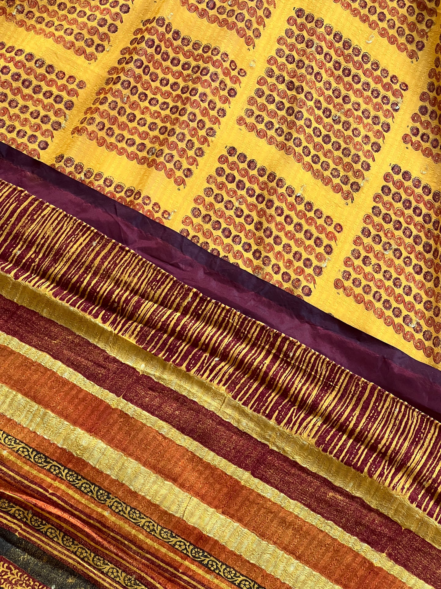 Mustard yellow crepe saree