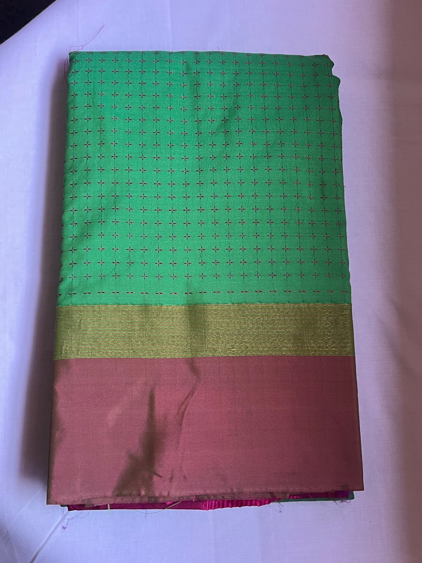 Parrot green semi silk saree