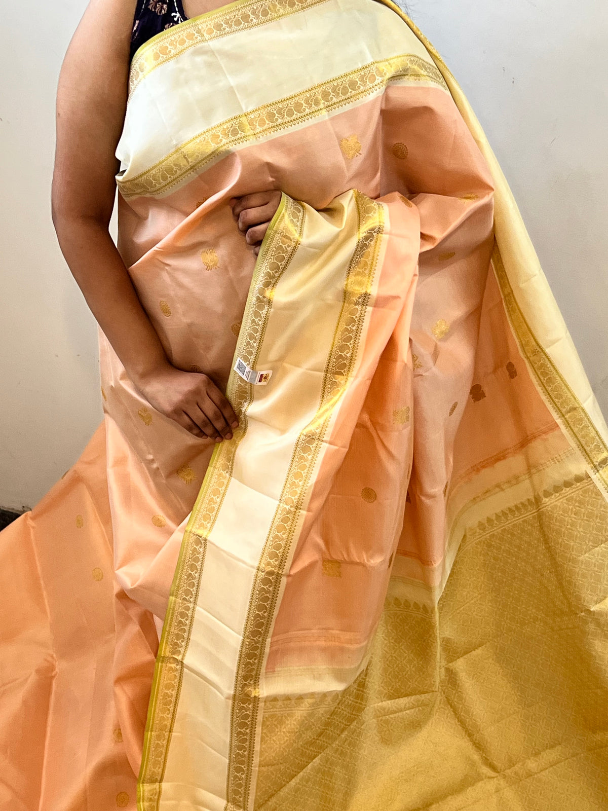 Peach Biscuit Kanchipuram Silk saree