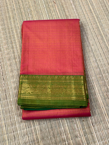 Blush pink & green Kanchivaram Kanchivaram silk saree