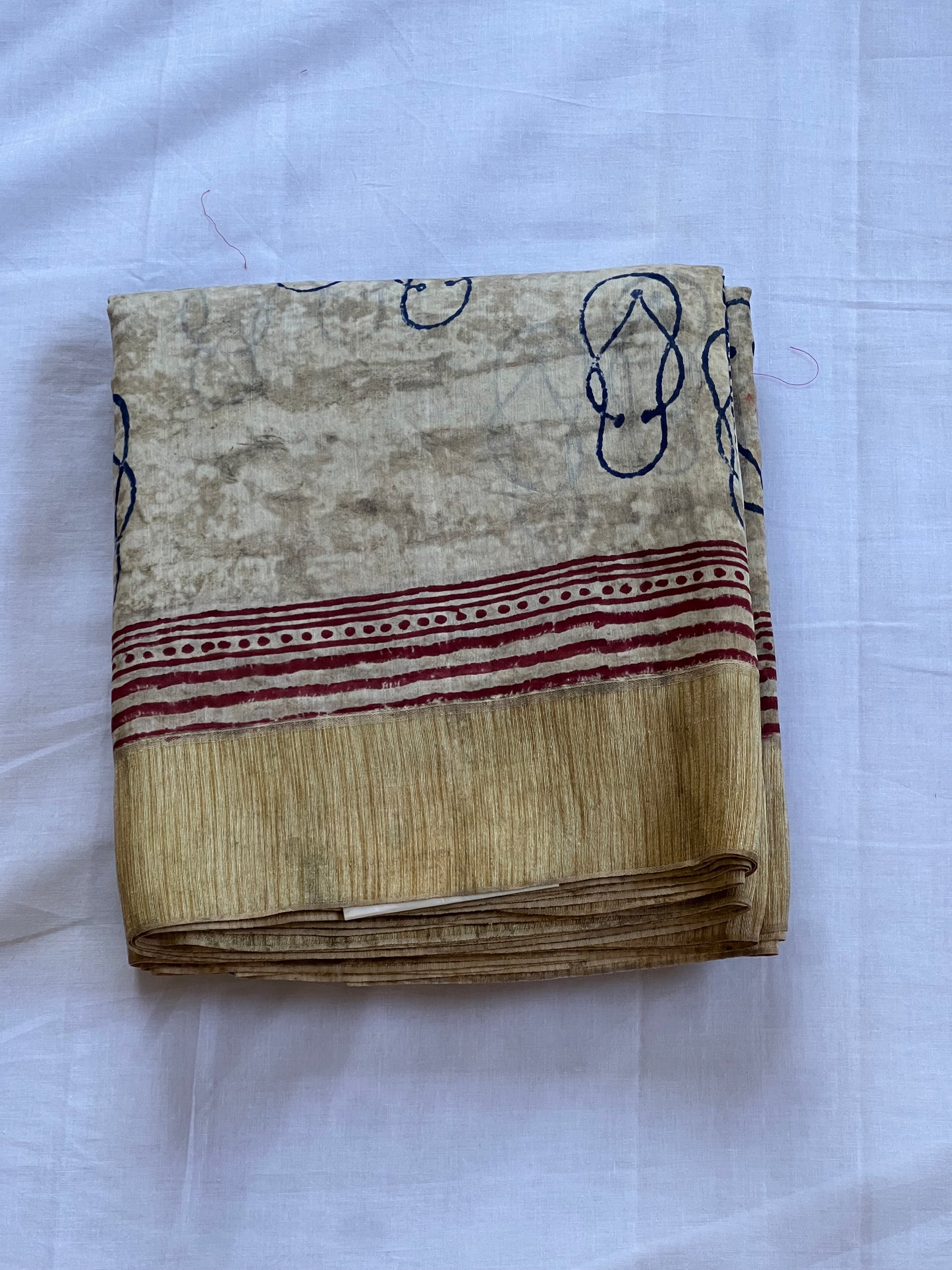 Beige chanderi silk cotton saree
