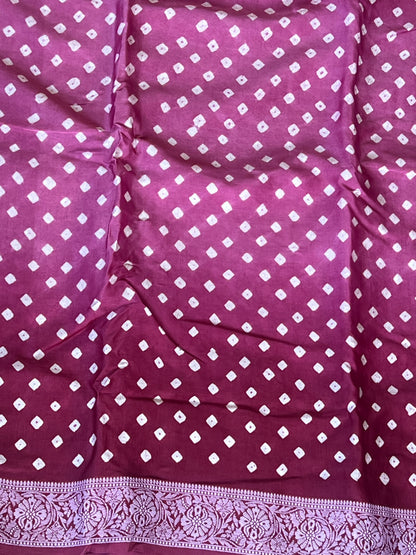 Plum pink bandini ghaji silk saree