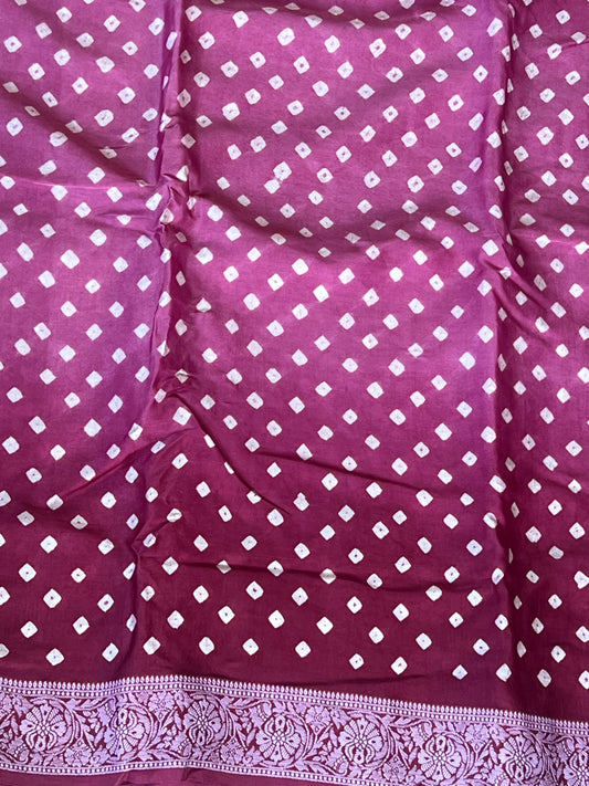 Plum pink bandini ghaji silk saree