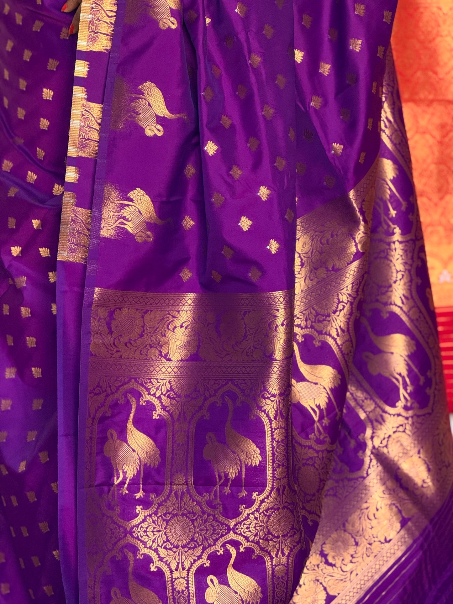Purple semi banaras saree