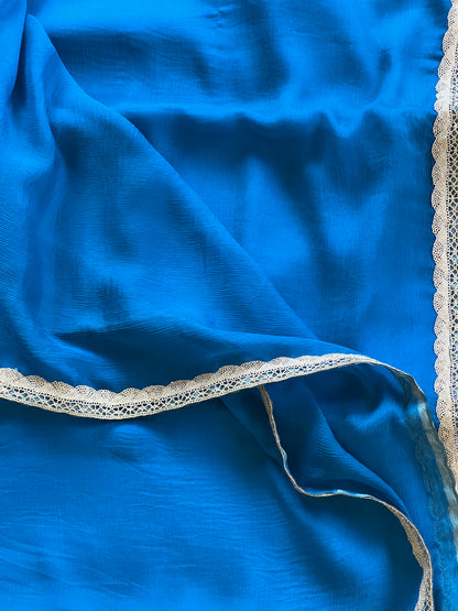 Blue pure chiffon saree