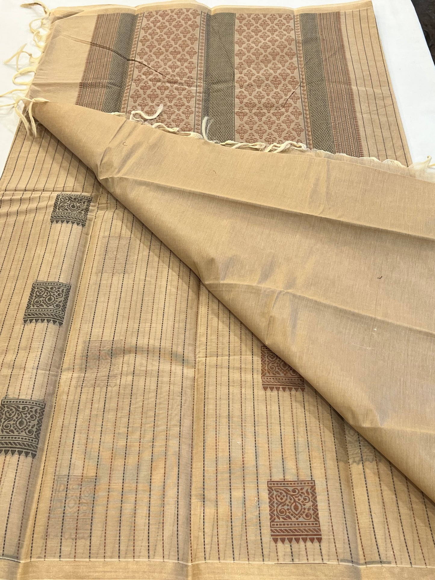 Beige South cotton saree