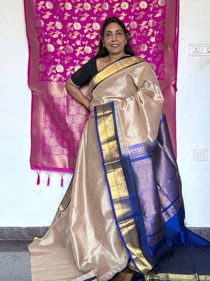 Checked Korvai Silk Cotton saree