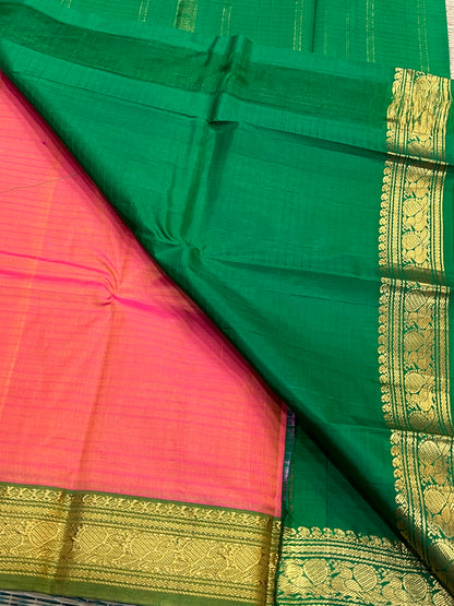 Blush pink & green Kanchivaram Kanchivaram silk saree