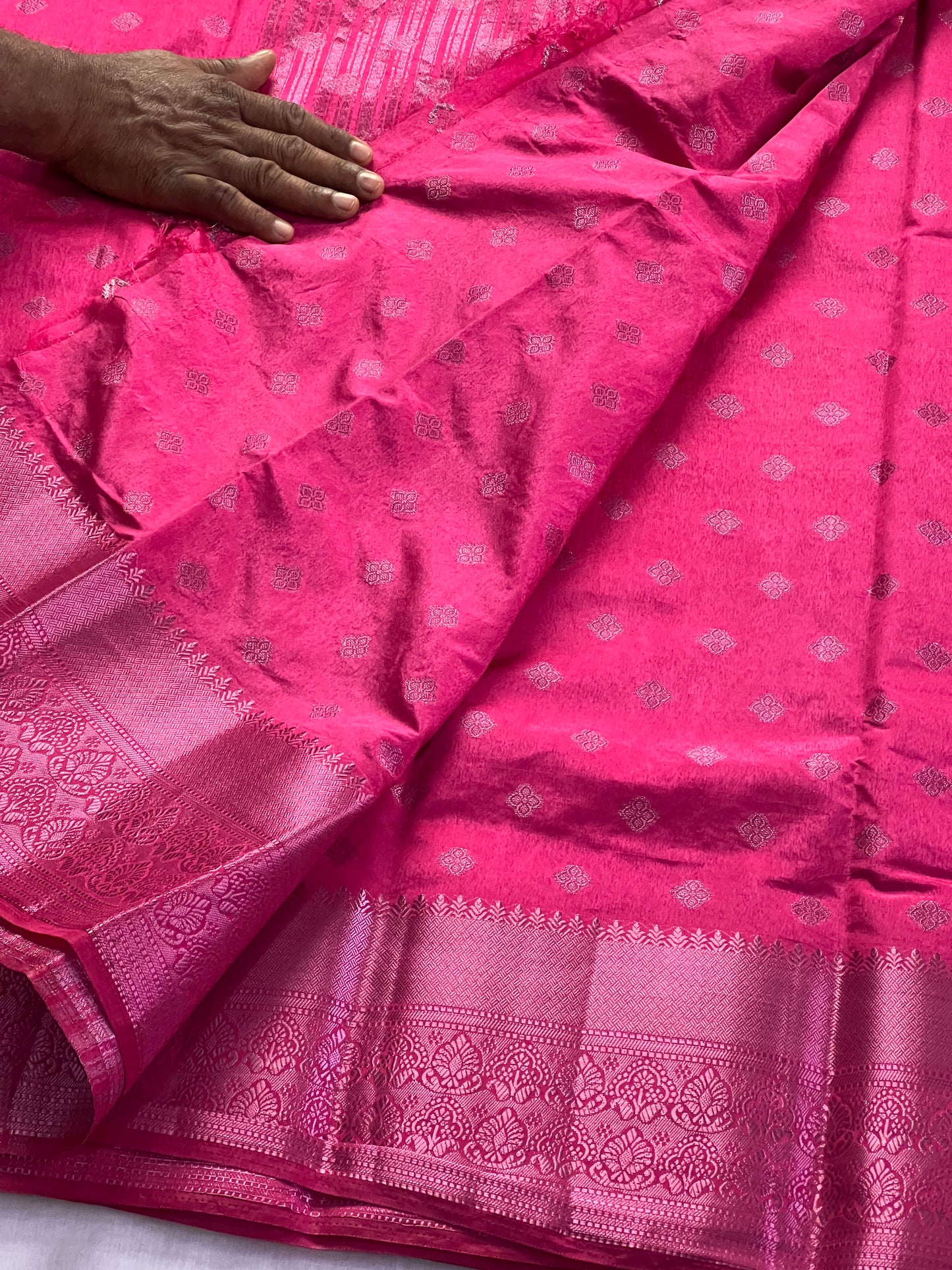 Magenta motif semi silk cotton saree