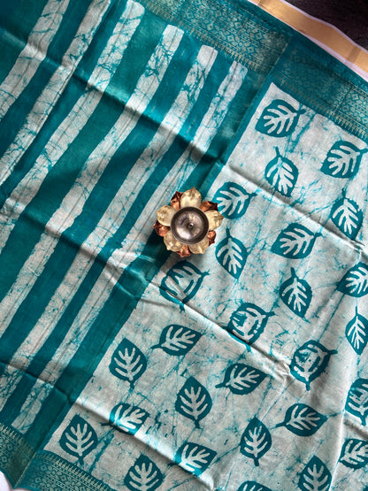 Blue semi tussar silk saree