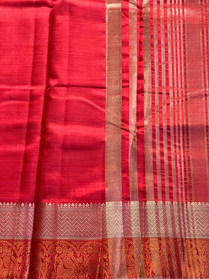 Red semi silk cotton saree