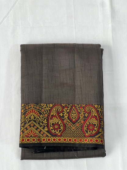 Black semi silk cotton saree