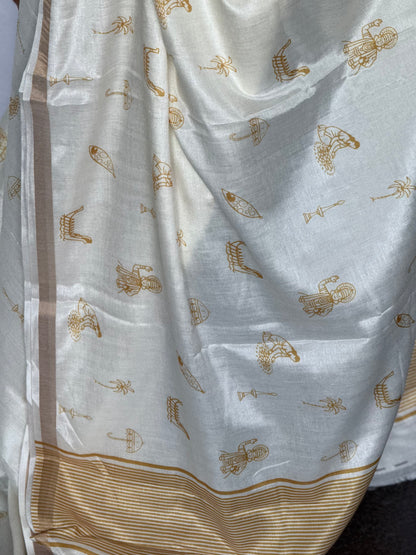 Printed Semi Tussar Saree – Onam Special (Kerala Prints)