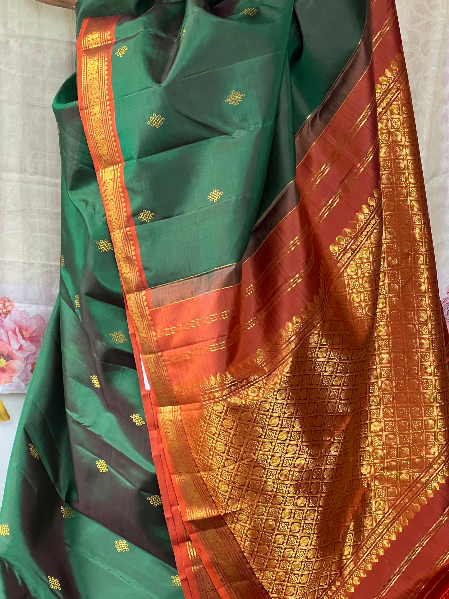 Bottle green kanchivaram silk saree