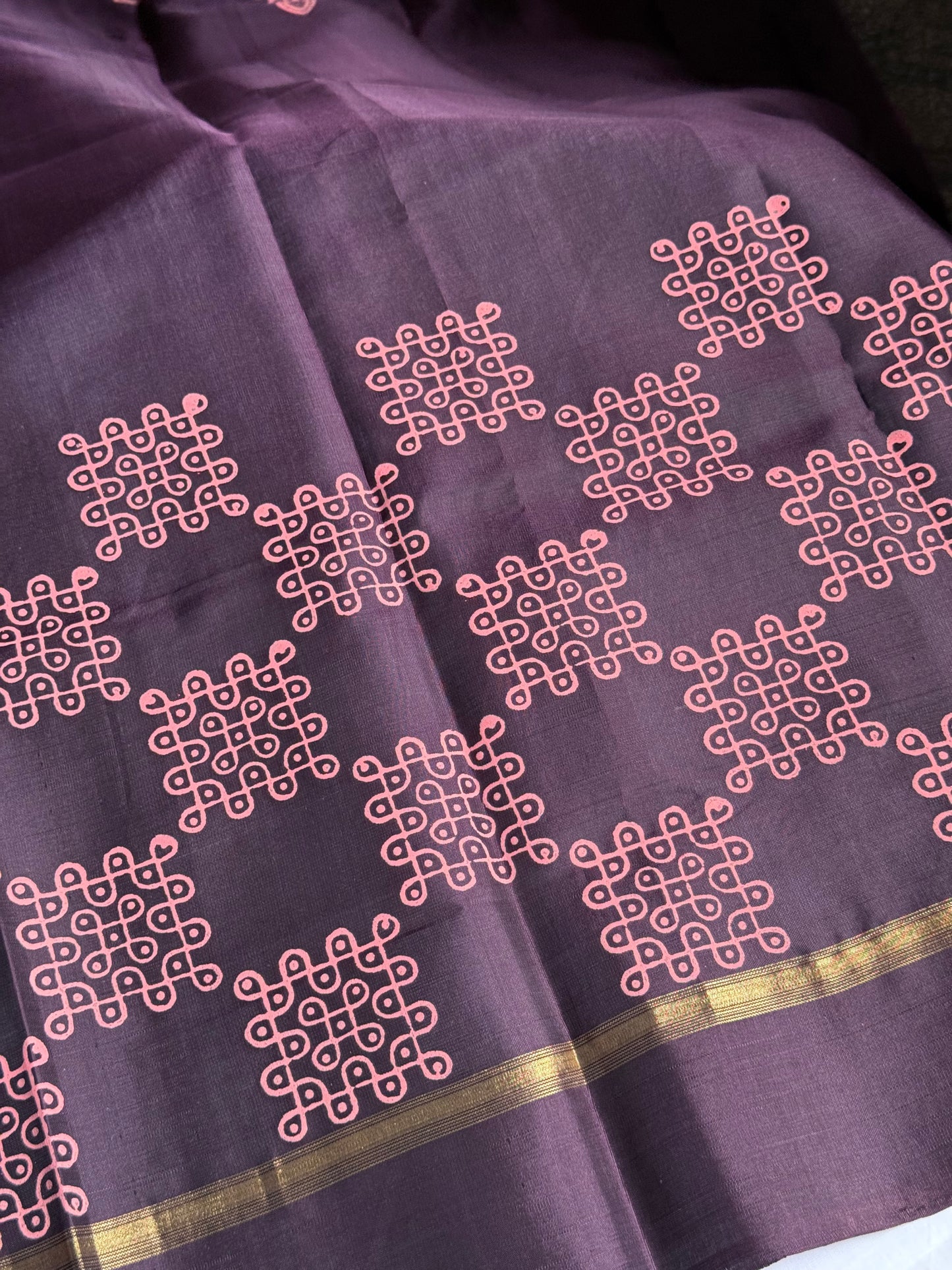 Soft Silk saree - Kolam block print