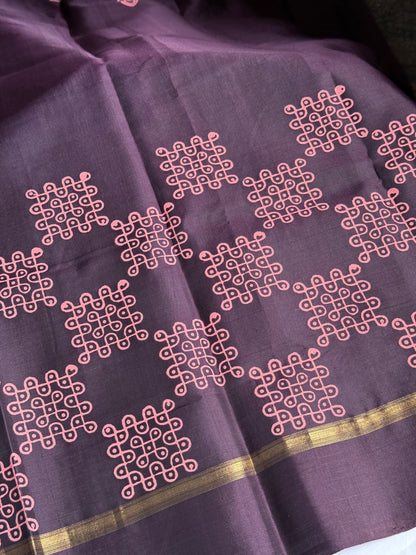 Soft Silk saree - Kolam block print