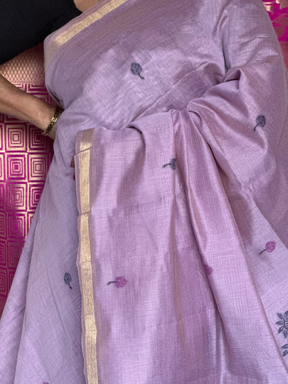 Lilac semi matka saree