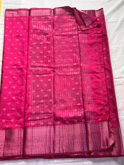 Magenta motif semi silk cotton saree