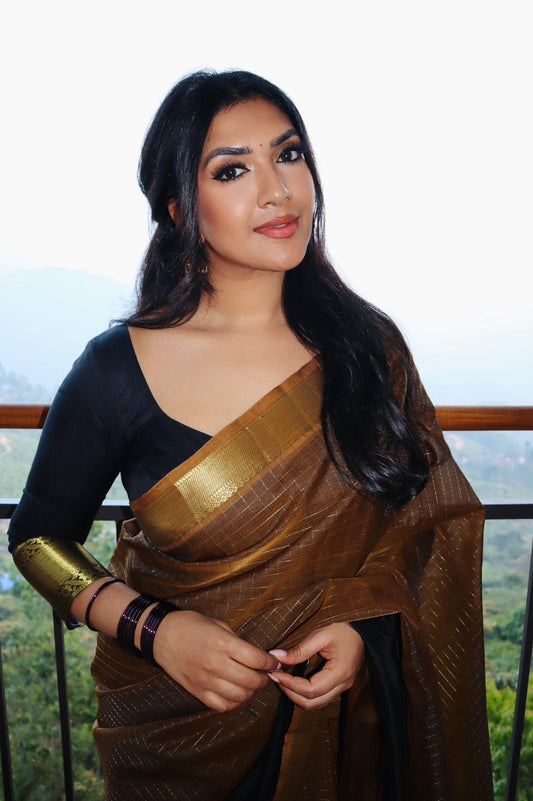 Golden Noir Silk Cotton saree