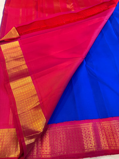 Royal blue & red Kanchivaram silk saree