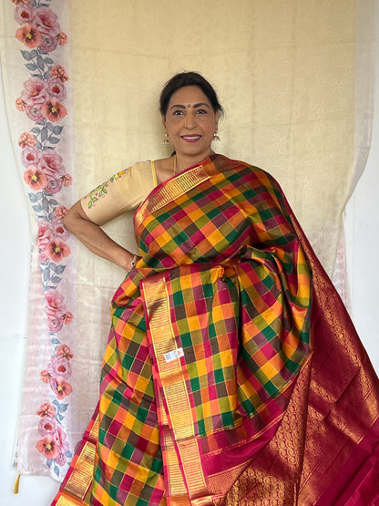 Paalum Pazhamum Kattam kachivaram silk saree